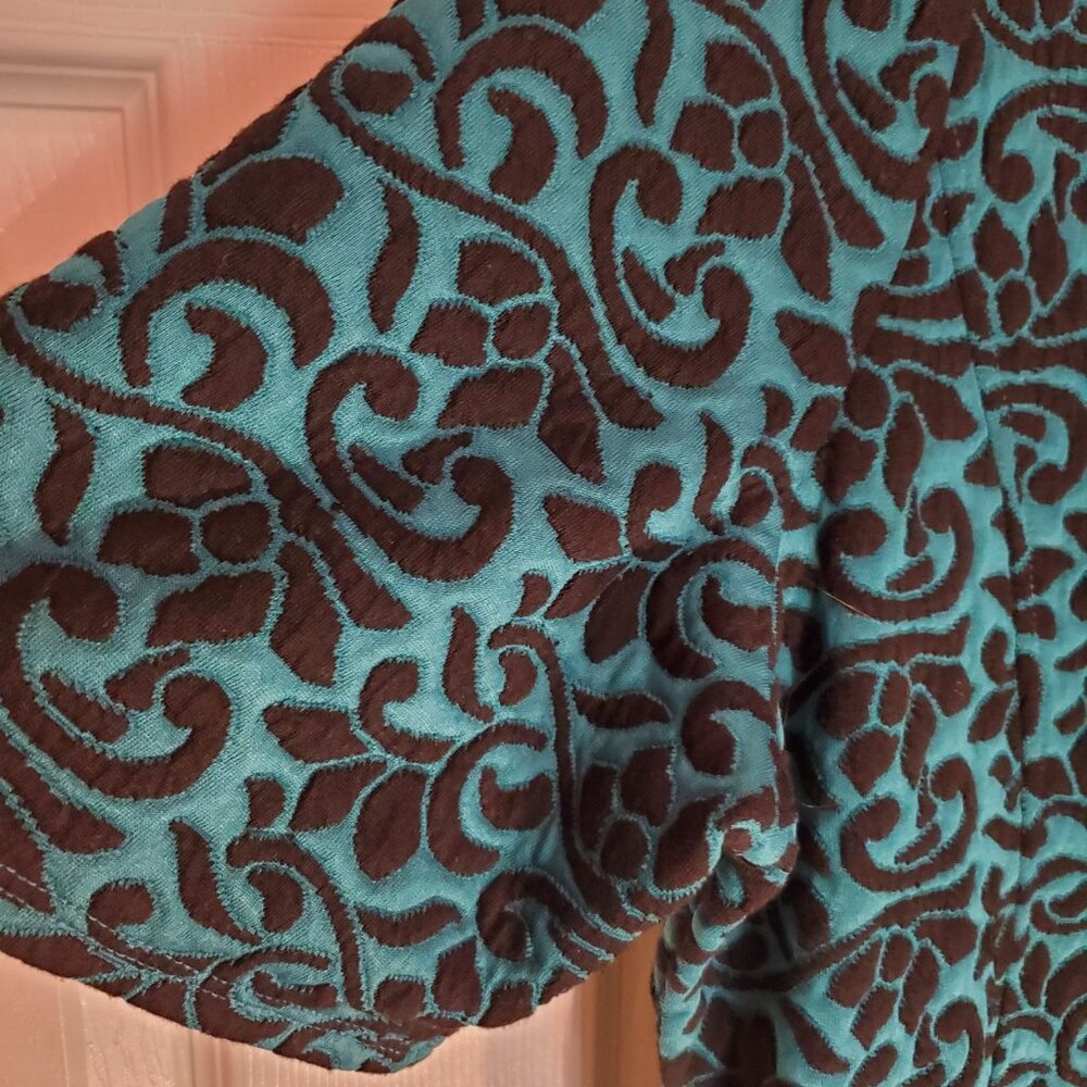 New Danny & Nicole Elbow Sleeve Teal Black Floral Fit & Flare Dress 24W - Picture 6 of 6